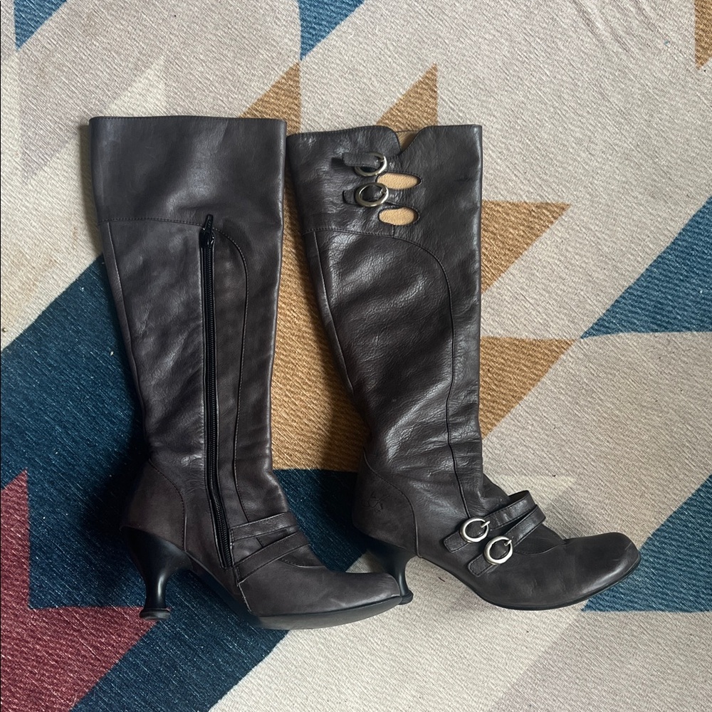 John Fluevog Deep Grey Heeled Boots